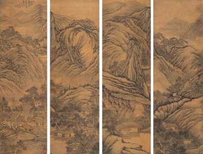 袁瑛 甲辰（1784）年作 江山秋色四条屏 立轴
